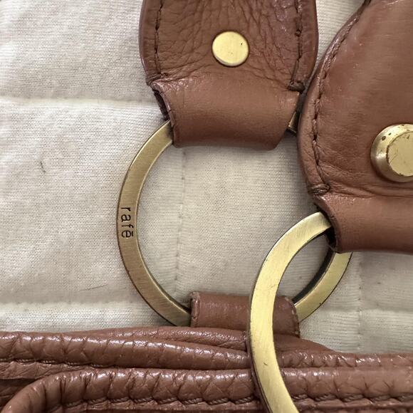 RAFE NEW YORK Tote Bag Womens Large Brown Leather Drawstring Tassel Boho Purse - Picture 11 of 13